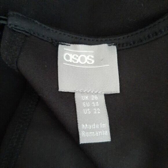 ASOS Asymmetric Maxi Dress Lace Panels Black Sz 22 - Picture 13 of 15